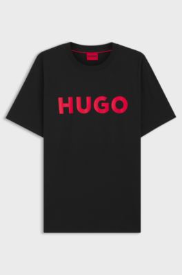 Camiseta de punto de algod&oacute;n con logo estampado, Negro