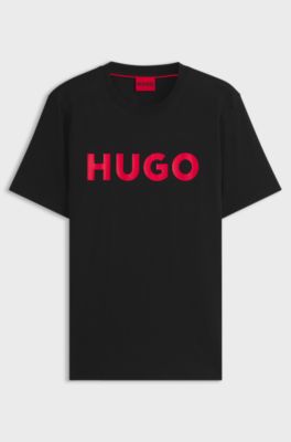 T-shirt i bomuldsjersey med logoprint, Sort
