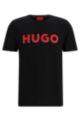 Cotton-jersey regular-fit T-shirt with contrast logo, Black