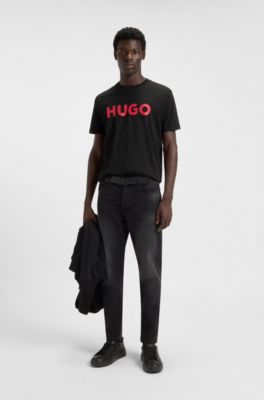 T-shirt in jersey di cotone con logo stampato, Nero