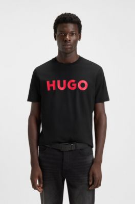 Cotton-jersey T-shirt with logo print, Black