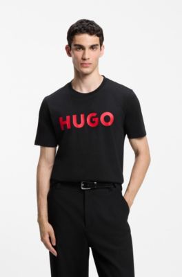 T-shirt i bomuldsjersey med logoprint, Sort