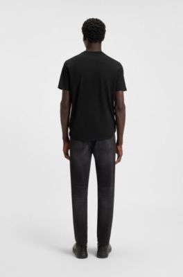Cotton-jersey T-shirt with logo print, Black