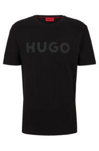 T-shirt regular fit in jersey di cotone con logo a contrasto, Nero