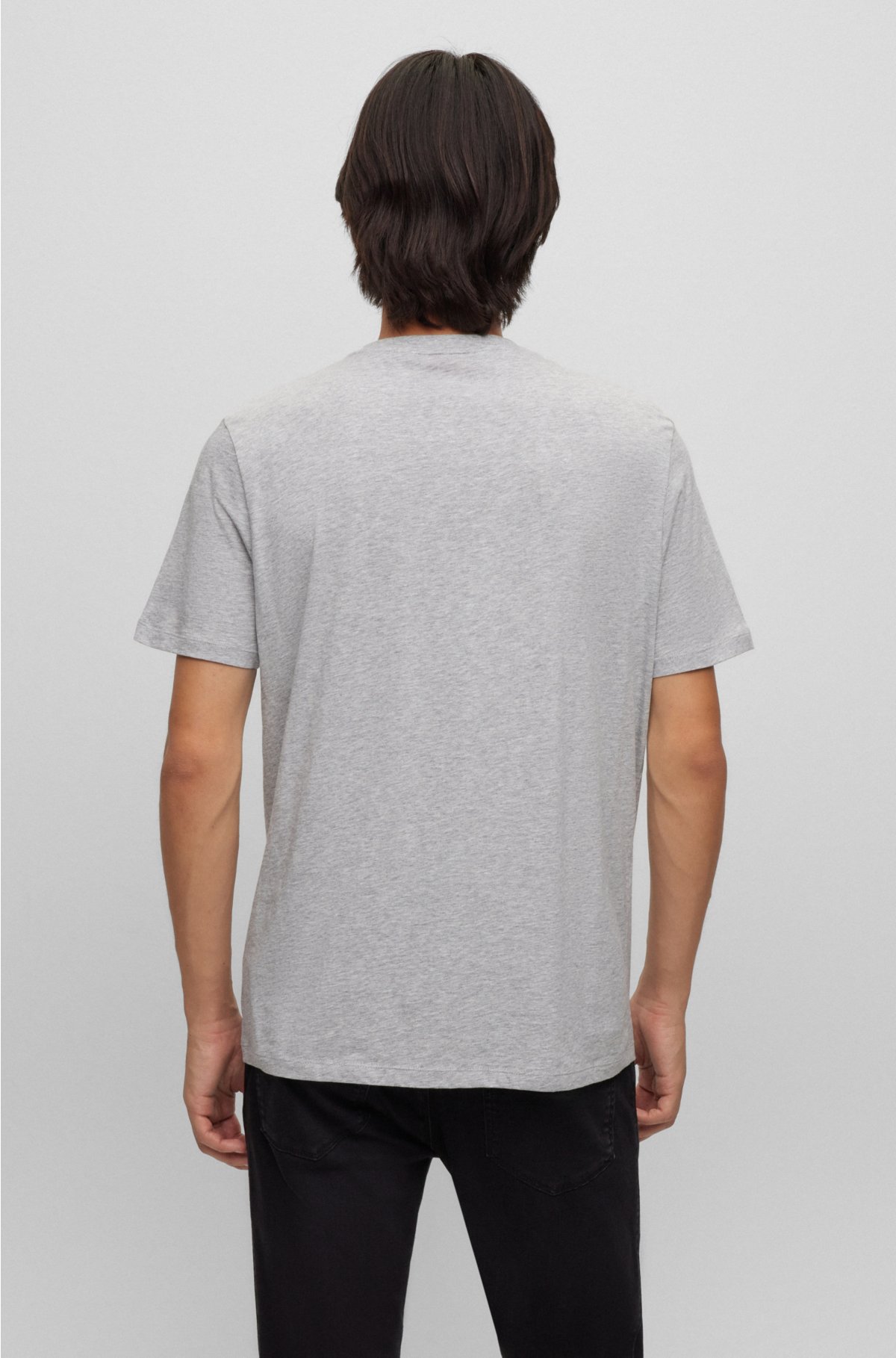 HUGO - Cotton-jersey regular-fit T-shirt with contrast logo