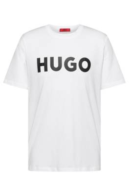 Hugo Boss Cotton-jersey Regular-fit T-shirt With Contrast Logo In White