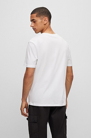 撞色徽标常规版棉质平纹针织 T 恤,  120_Open White