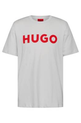 Hugo Cotton-jersey Regular-fit T-shirt With Contrast Logo In White
