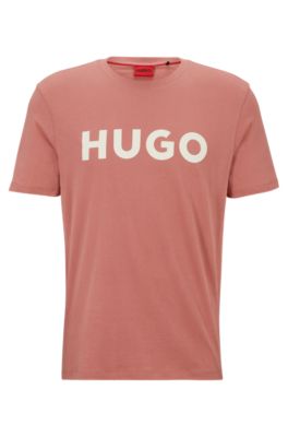 Hugo Boss Cotton-jersey Regular-fit T-shirt With Contrast Logo In Pink