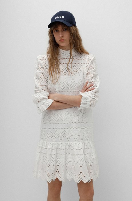 Broderie anglaise dress in organic cotton, White