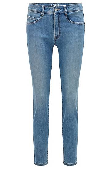 Slim-fit jeans in bright-blue super-stretch denim, Hugo boss