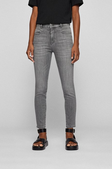 Skinny-fit jeans in light-grey super-stretch denim, Grey