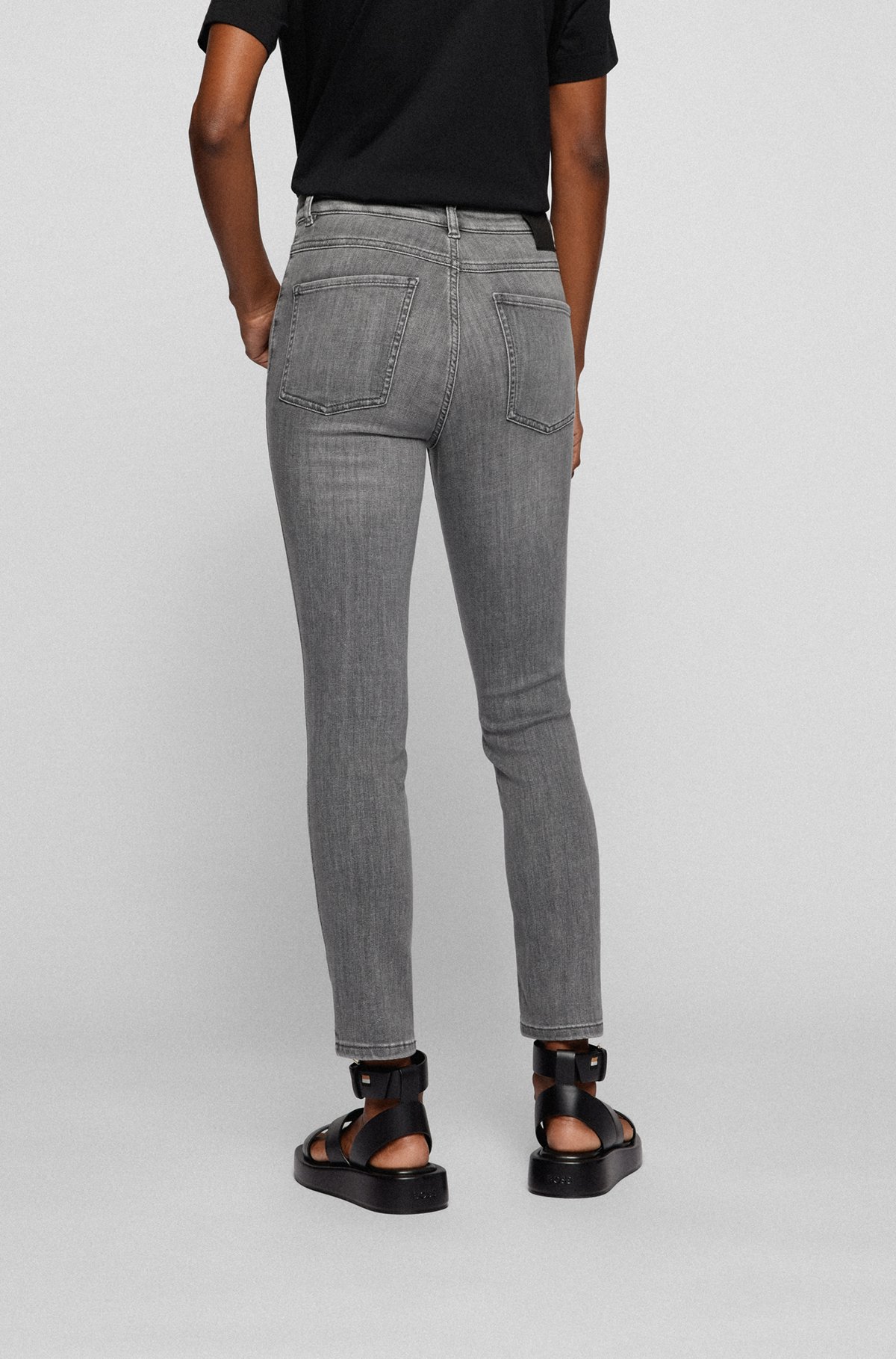 Hellgraue Skinny-Fit Jeans aus Super-Stretch-Denim, Grau