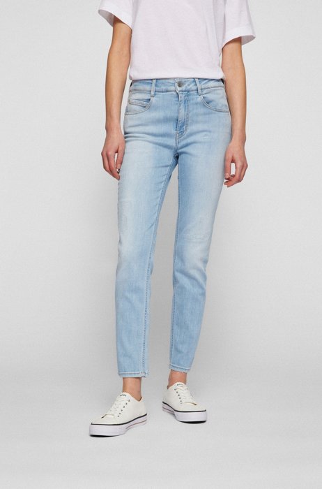 Slim-fit jeans van gebleekt blauw denim met superstretch, Lichtblauw