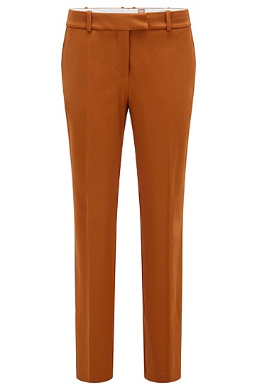 弹力面料常规版型九分长裤,  805_Dark Orange