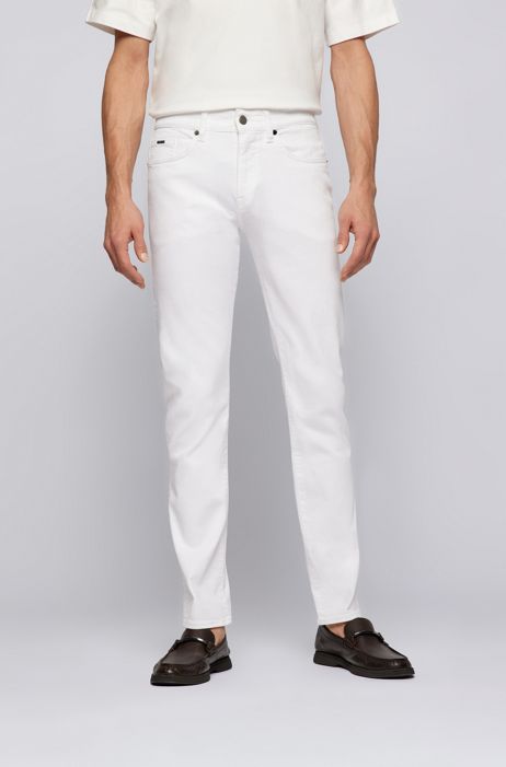 foto Boekhouding namens BOSS - Slim-fit regular-rise jeans in white denim