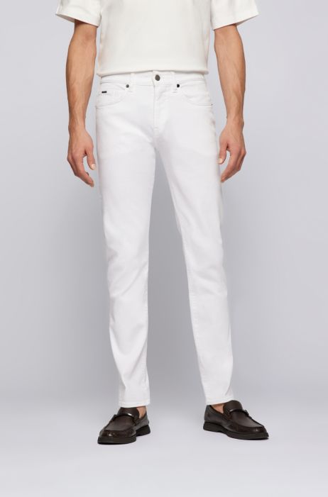 Ontwaken credit val BOSS - Slim-fit regular-rise jeans in white denim