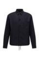 Slim-fit shirt-style jacket in bi-stretch wool, Dark Blue