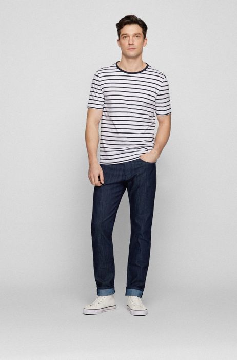 Vegen Afleiden Voorkeur BOSS - Slim-fit jeans in dark-blue COOLMAX® denim
