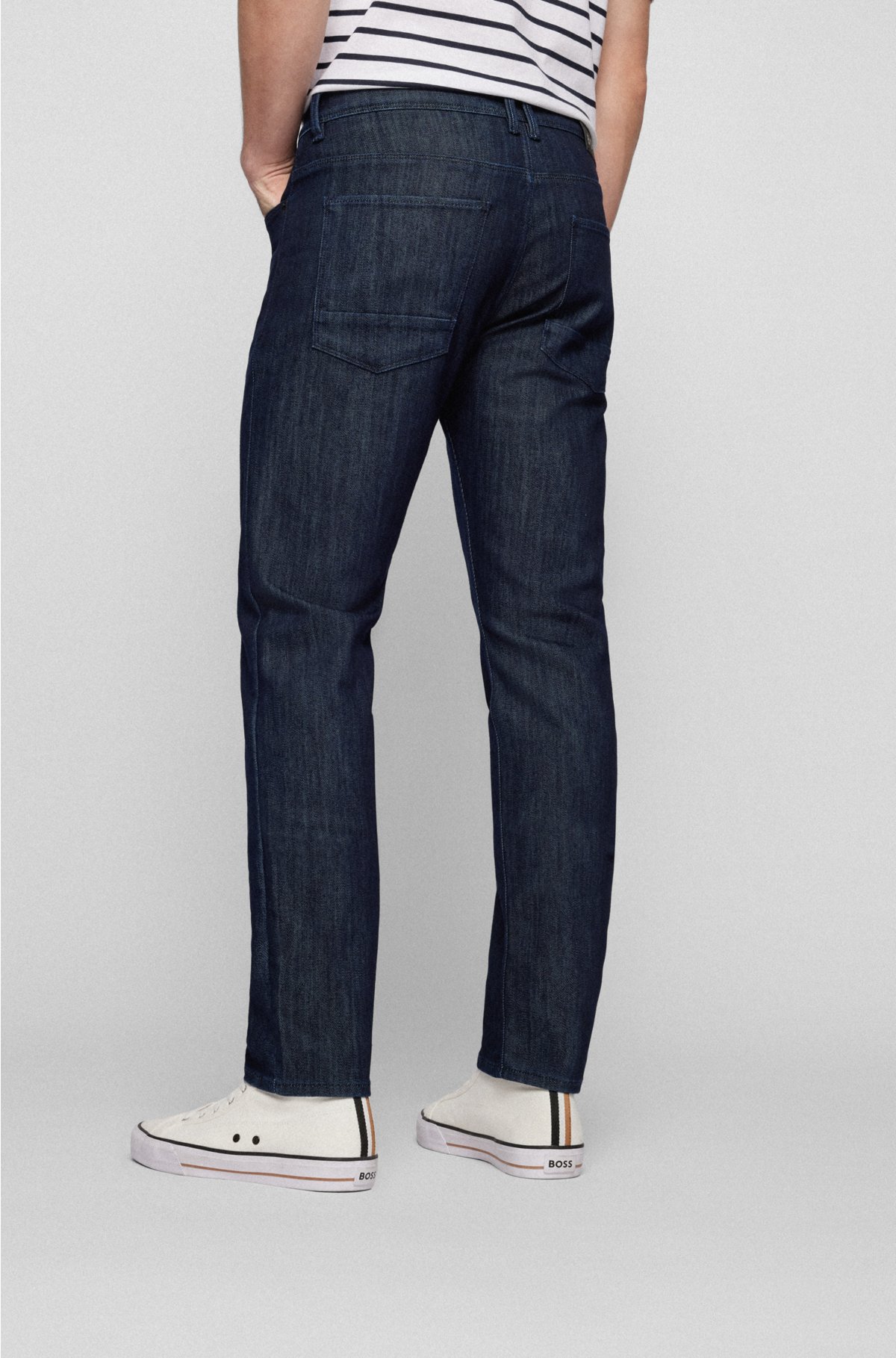 BOSS - Slim-fit jeans in dark-blue COOLMAX® denim