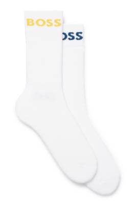 Hugo Boss Two-pack Of Short Logo Socks In A Cotton Blend In White