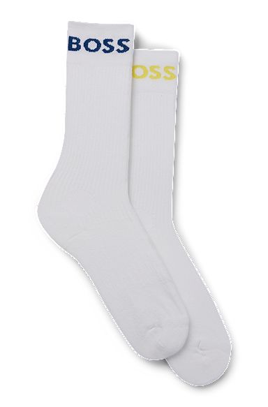 Zweier-Pack kurze Logo-Socken aus Baumwoll-Mix, Weiß