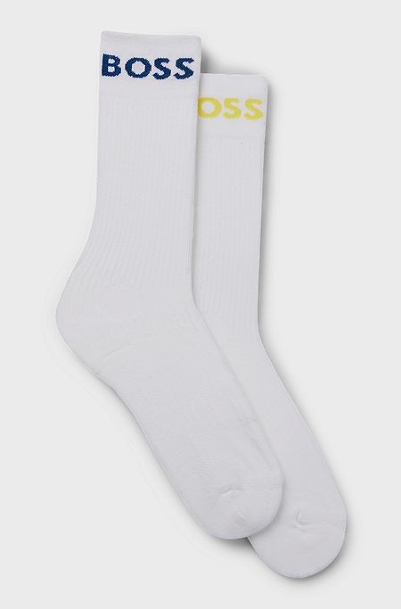 Two-pack of short logo socks in a cotton blend, White
