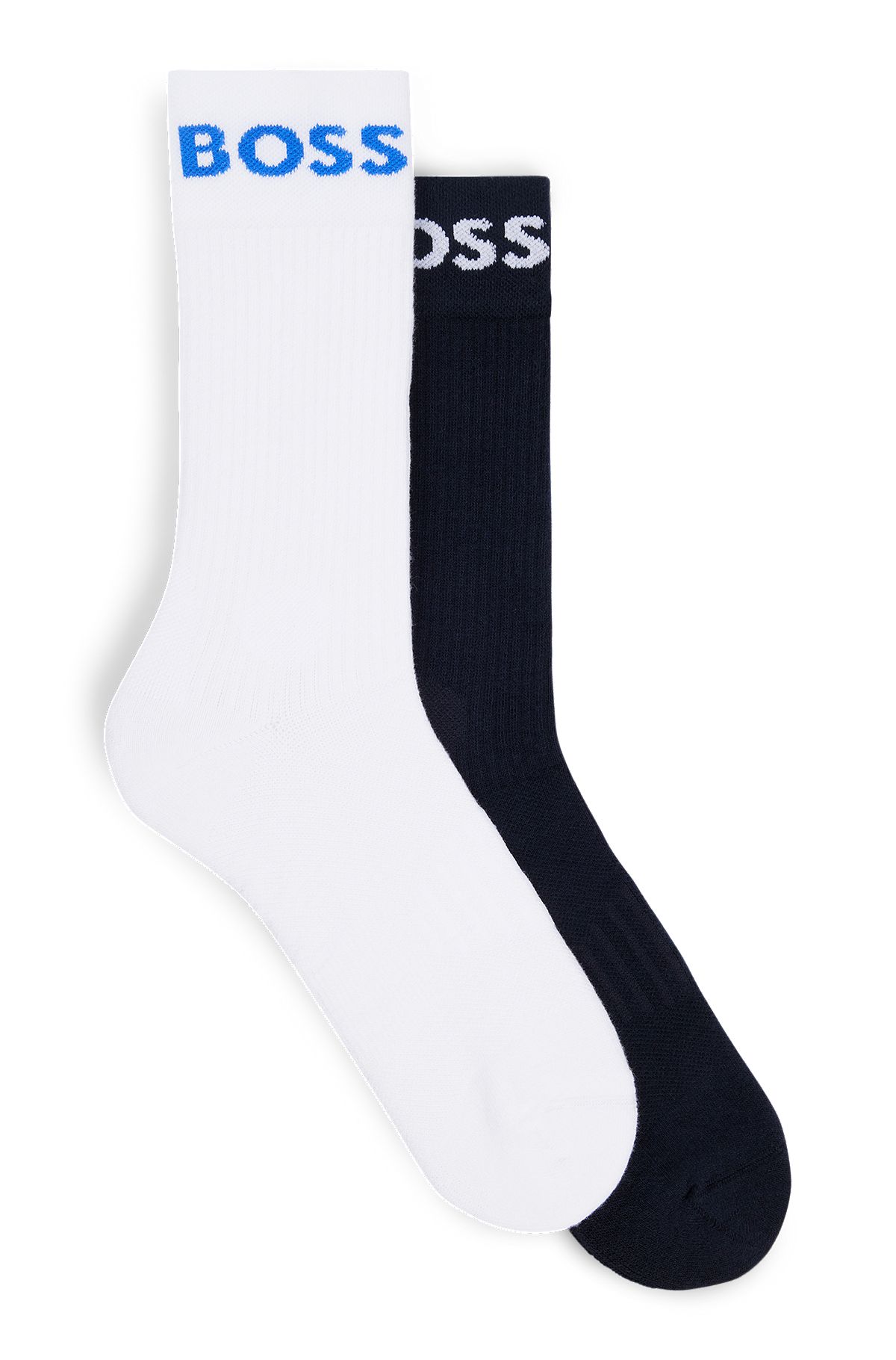 Two-pack of short logo socks in a cotton blend, White / Blue