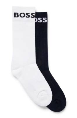 Hugo Boss Two-pack Of Short Logo Socks In A Cotton Blend In Blue