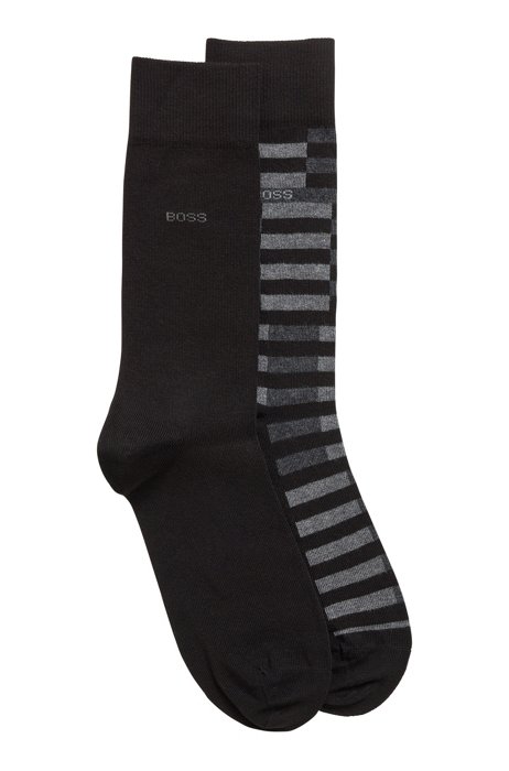 Mittelhohe Socken aus Baumwoll-Mix im Zweier-Pack, Schwarz