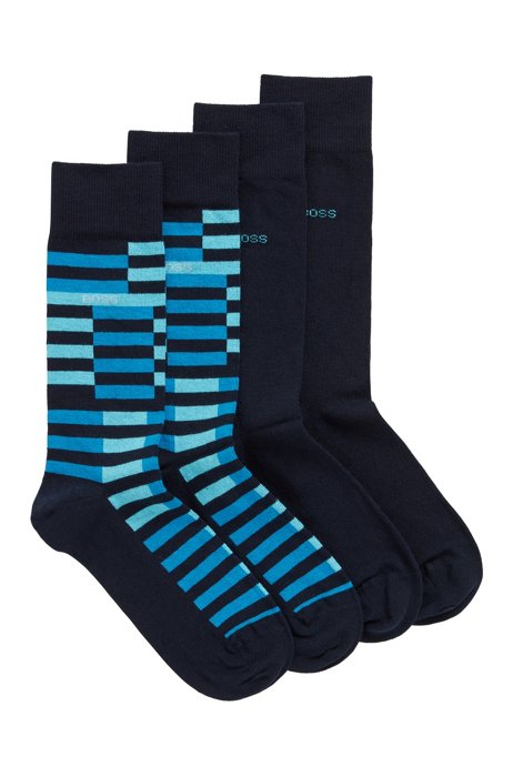 Two-pack of cotton-blend regular-length socks, Dark Blue