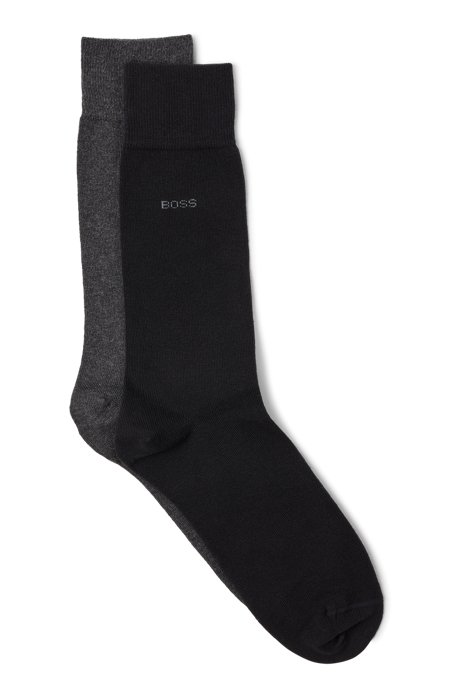 Mittelhohe Socken aus Baumwoll-Mix im Zweier-Pack, Dunkelgrau
