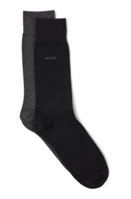 Hugo Boss Two-pack Of Cotton-blend Regular-length Socks In Black