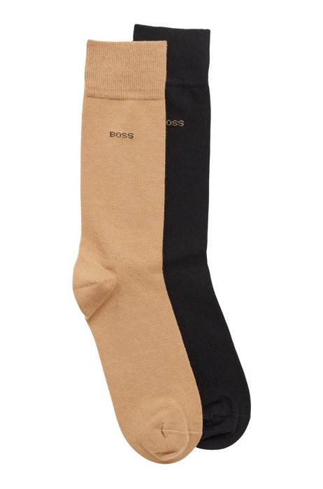 Mittelhohe Socken aus Baumwoll-Mix im Zweier-Pack, Beige
