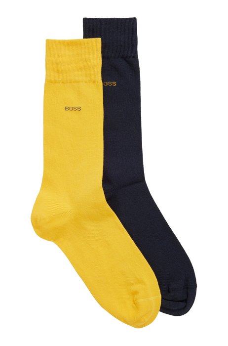 Paquete de dos pares de calcetines de largo medio en mezcla de algodón, Amarillo claro