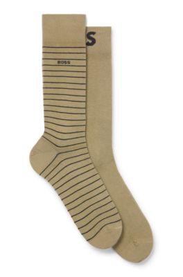 Hugo Boss Two-pack Of Regular-length Socks In Stretch Cotton In Light Green