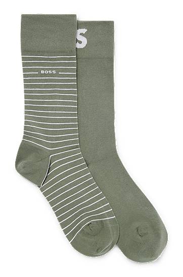 Hugo Boss Two-pack Of Regular-length Socks In Stretch Cotton
