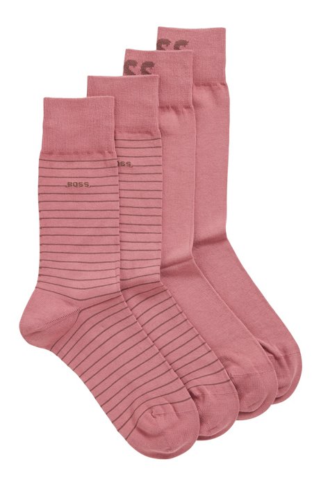 Two-pack of regular-length socks in stretch cotton, light pink