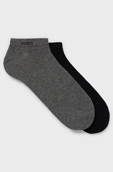 Two-pack of ankle socks in a cotton blend, Black / Grey