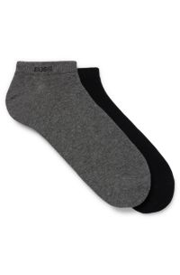 Paquete de dos pares de calcetines tobilleros en mezcla de algodón, Negro / Gris