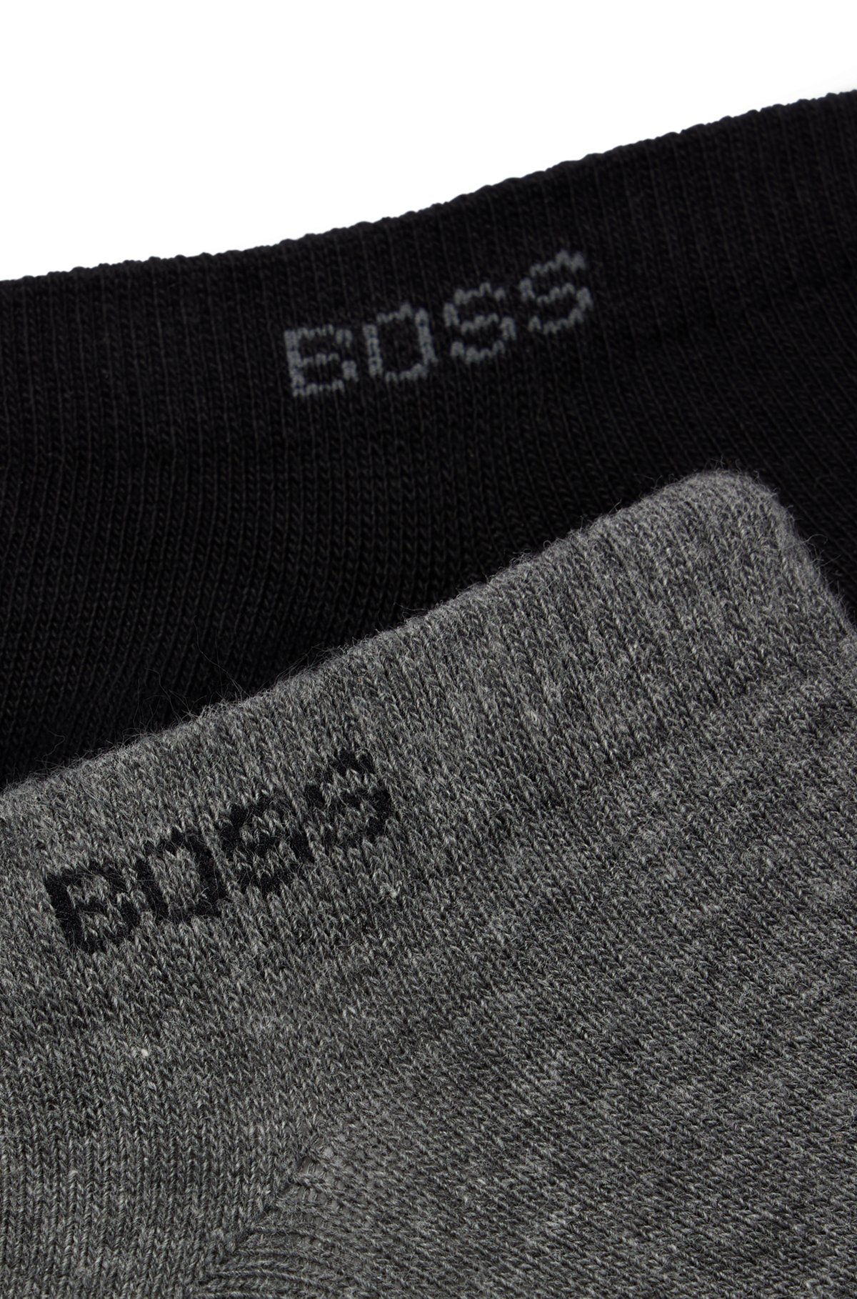 Paquete de dos pares de calcetines tobilleros en mezcla de algodón, Negro / Gris