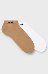Two-pack of ankle socks in a cotton blend, White / Beige