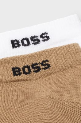 Two-pack of ankle socks in a cotton blend, White / Beige