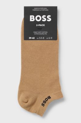Two-pack of ankle socks in a cotton blend, White / Beige