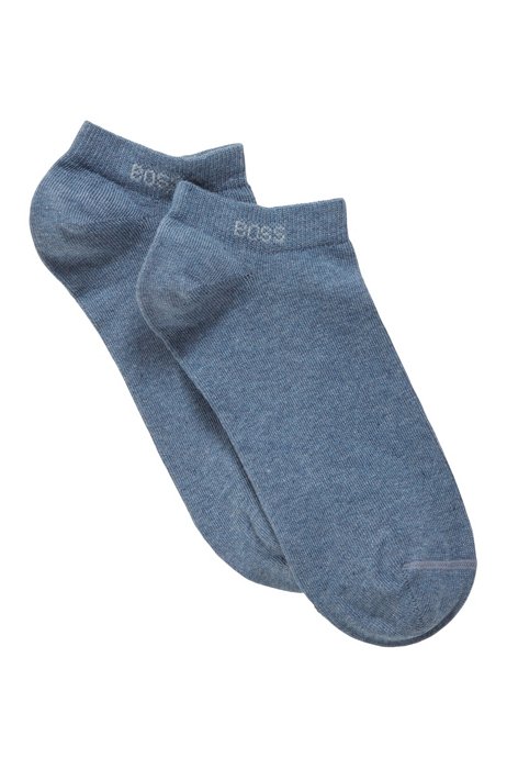 Paquete de dos pares de calcetines tobilleros en mezcla de algodón, Azul