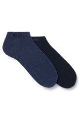 Conjunto de duas meias pelo tornozelo numa mistura de algodão, Azul-escuro