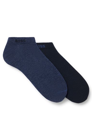 Conjunto de duas meias pelo tornozelo numa mistura de algodão, Azul-escuro