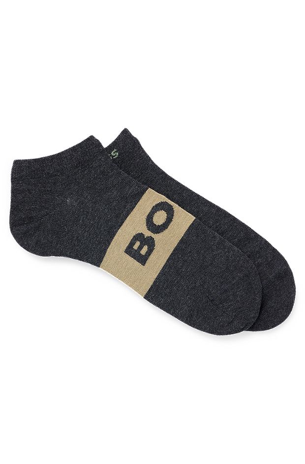 Two-pack of ankle-length socks with logo details, Dark Grey