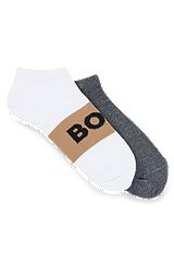 Zweier-Pack knöchellange Socken mit Logo-Details, Weiß / Grau