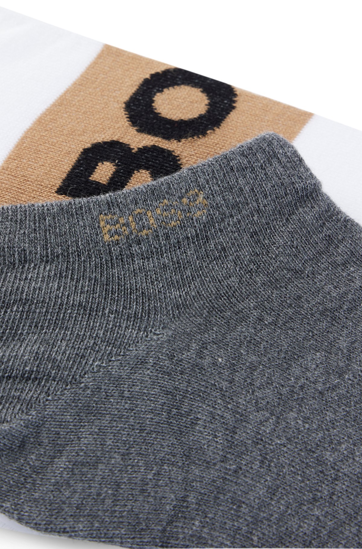 Two-pack of ankle-length socks with logo details, White / Grey
